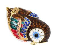 TINEASUR Chic Owl Trinket Box Jewellery Storage Case in Coffee Colour Made of Tin Alloy, Practical Mini Earrings and Ring Organizer with Lovely Design for Bookshelf Decor