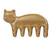 TINEASUR Coffee Sandalwood Scalp Massage Comb with Wide Teeth, Lightweight No Static Cat Shape Wooden Head Massager for Relaxation and Stress Relief