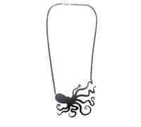 TINEASUR Creative Vintage Octopus Necklace with Unique Pendant and Fine Workmanship, Delicate Black Clavicle Chain Made of Plastic and Resin, for Graduation and Birthday