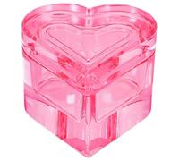 TINEASUR Crystal Glass Nail Dish Heart Shape 3.5x3.5x3.5inch Portable with Lid Unique Chic Design for Professional Nail Technicians and Daily Life