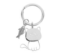 TINEASUR Cute Cat Keychain Adorable Stainless Steel Keyring Cat and Fish Charm for Purses Backpacks As and Friends