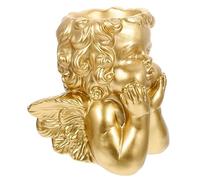 TINEASUR Cute Resin Cherub Flower Pot Small Planter for Indoor Outdoor Succulent Plants Decorative Gold Color Home Decor Accessory