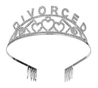 TINEASUR Divorce Crown Headpiece with Crystal Rhinestones Alloy Adjustable Silver Headdress for Women Party Celebrations