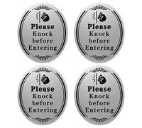 TINEASUR Door Stickers 4pcs Pvc Black Please Knock before Entering Reminder to Knock Signs High Adhesion for Offices and Gates