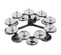 TINEASUR Double Row Stainless Steel Cymbal Bell Drum Accessory Hi-hat Tambourine for Drum Kit Percussion Silver Tone Suitable for Music Genres and Live Performances