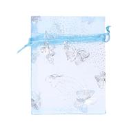 TINEASUR Drawstring Gift Bags Easy to Open and Close Blue Organza 9x12cm 50 Pieces Elegant Style with Fine Workmanship for Wedding Favour and Jewelry Packaging