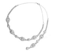 TINEASUR Elegant Silver Crystal Bridal Necklace Dainty Tassel Pendant and Ladies Back Chain, for Wedding Bridal Jewelry and Graduation Week Party Accessories