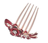 TINEASUR Elegant Wedding Comb for Brides with Rhinestone and Zinc Alloy Material, Featuring Excellent Workmanship and Beautiful Red Design, Bridal Hair Accessory for Wedding Occasions