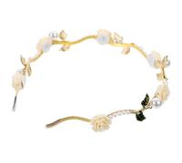 TINEASUR Elegant White Pearl Flower Headband for Wedding and Special Occasion, Comfortable Alloy Material, Easy to Put and Take, Bridal and Flower Girl Hair Accessory