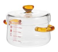 TINEASUR Glass Instant Noodle Pot with Lid Double Handle 150ml Oven Cooking Multi-functional Stewing Pot Not Easy to Overturn Kitchen Cookware for Home Use