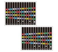 TINEASUR Guitar Scale Stickers Pvc Adhesive Fingerboard Decals for Beginners 2 Sets Practical Guitar Accessories to Assist Practice with Assorted Colours