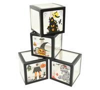 TINEASUR Halloween Party Balloon Box Decoration with Stickers, Easy to Assemble and Stackable Paper Balloon Display Box, for DIY Halloween Party Decor and Photo Props