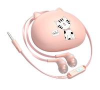 TINEASUR In-ear Wired Earphones Microphone Compatible Mobile Phones Pink Portable Corded Earbuds for Gaming and Phone Use