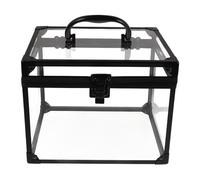 TINEASUR Lockable Makeup Organizer Case Large Travel Jewelry Storage Box with Crown Design, Padlock and Keys, Portable Cosmetic Train Case for Vanity and Bathroom Counter