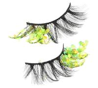 TINEASUR Luminous False Eyelashes with Colorful Glitter, 2pcs Curl Lash Clusters for Women, Glow-in-the-dark Decorative Eyelashes Suitable for Party and Stage Makeup