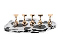 TINEASUR Nail Art Base Practice Stand Acrylic Holder for Salon Manicure Art Tools Cow Pattern Material for Nail Forms