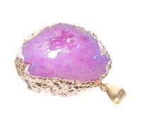 TINEASUR Natural Agate Pendant Slice with Electroplated Gold Edge, Elegant Gemstone Craft for DIY Jewelry Making and Home Ornament, Decorative Accessory with Comfortable Touch