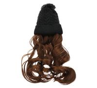 TINEASUR One-piece Hat Wig Long Curly Wig Hat Synthetic Hairpiece Warm Cotton High Temperature Silk Knitted for Women Winter Autumn