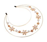 TINEASUR Pearl Flower Headband Princess Crown Goddess Headpiece Metal Floral Hair Accessories for Women