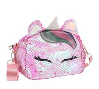 TINEASUR Pink Unicorn Ear Shaped Crossbody Shoulder Bag, Multi-purpose Pu Leather Sequins Messenger Purse, Easy to Clean Fashion Design for Beach and Art Supplies