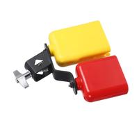 TINEASUR Plastic Jam Block with High Low Tones Cowbell Double Sambago Latin Bell Percussion Instrument for School Bands and Live Performances Lightweight Portable Music Accessory