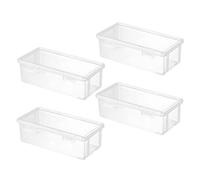 TINEASUR Plastic Pencil Box Stationery Holder Large Capacity with Hinged Lid 4pcs Stackable Design Art Pencils Storage Suitable for School and Office