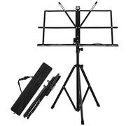 TINEASUR Portable Adjustable Metal Music Stand Folding Sheet Music Holder with Rubber Feet and Pp Components for Travel and Instrumental Use