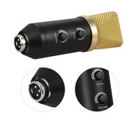 TINEASUR Professional Condenser Microphone for Podcast and Radio Broadcasting with Golden Finish, Plastic and Metal Material, Sound Recording Function, and Reverberation Echo Effect
