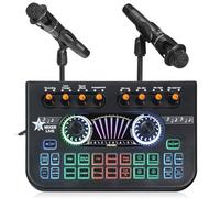 TINEASUR Professional Podcast Equipment Kit with Live Sound Card Audio Mixer for PC Phone Streaming Gaming Complete Dual Microphone and Sound Card Plastic Metal Build for Recording and