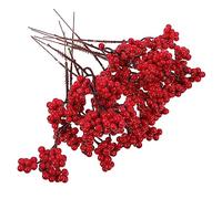 TINEASUR Realistic Look Stem Fake Berries 10pcs Christmas Artificial Berries Stems for Diy Flower Arrangements Table Decor