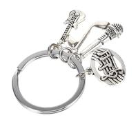 TINEASUR Silver Guitar Keychain Music Key Ring Metal Novelty Accessories Key Chains Small Light for Music Lovers