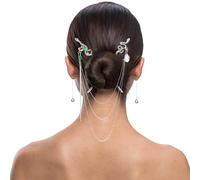 TINEASUR Snake Hair Fork Retro Elegant Alloy Hair Styling Silver Dangle Chain for Night