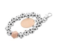 TINEASUR Soccer Bracelet Keychain Sport Lovers Wristlet Wooden Beaded Keyring Football Beads Bracelet