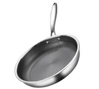 TINEASUR Stainless Steel Honeycomb Wok Pan Everyday Pan for Electric Stove Simple Delicate Design High Hardness Heat Retention for Home Cooking