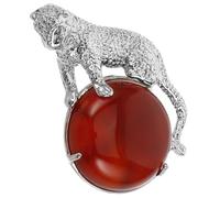 TINEASUR Stylish Punk Inspired Crystal Leopard Pendant with Natural Stone and Metal Materials, round 3d Animal Charm for Jewelry Making, Unisex Necklace and Bracelet Accessory