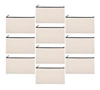 TINEASUR Sublimation with Zipper Design 10pcs Blank Canvas Pencil Case Makeup Bag Easy to Open and Close, Beige Colour, for DIY Craft and Travel Cosmetic Storage