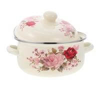 TINEASUR Thicken Enamel Stockpot with Lid Two-Handled Household Soup Stewing Pot for Gas Stove Even Heating and Heat Retention Pink Enameled Cookware for Porridge Noodles and Stews