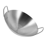 TINEASUR Thickened Stainless Steel Wok Pan with Double Handles Multi-Functional Stir Fry Pot for Home Kitchen Easy-Clean Cooking Pan with Heat-Resistant Grip Space-Saving Design for