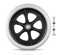 TINEASUR Universal Smooth Wheelchair 8 Replacement Inch Front Wheel with Solid Plastic Tire and Silent Caster for Improved Stability and Maneuverability, Single Black