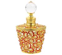 TINEASUR Vintage 10ml Glass Perfume Bottle for Storing Essential Oils, Hand-painted Red Decorative Bottle with Metal Cap, Convenient to Carry, for Travel and Home Décor