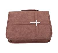 TINEASUR Vintage Pu Leather Bible Cover Case with Zippered Closure and Pen Slot, Portable Tote Bag for Bible Study and Church, Comfortable Dust and Damage Protection, Size 27x20.8x6.4cm,