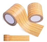 TINEASUR Wood Grain Repair Tape with Rustic Vibe for Furniture and Skirting 2 Pcs Peel and Stick Synthetic Material Can Be Cut to Size, for Home and Office Use