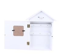 TINEASUR Wooden House Key Holder Box Wall Mounted Mediterranean Style Key Organizer Hooks for Home Entryway Kitchen Decor Double Birds Design Wall Storage Cabinet