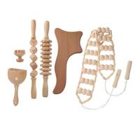 TINEASUR Wooden Massage Roller Set with Soothing Effect and Fatigue Relief 6 Pcs Timber Therapy Massage Tools for Long-Term Office Work for Women the Elderly