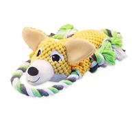 TINEPRY Dog Toys for Large Dogs Aggressive chewers, Puppy Toys with Crinkle Paper, Plush Squeaky Tug of War Chew Toy Yellow