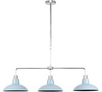 Tiners Modern 3 Way Polished Chrome Rise & Fall Suspended Over Table Ceiling Light Fitting with Gloss Blue Metal Curved Shades