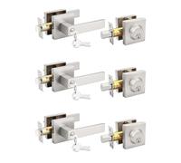 Tinewa 3 Pack Brushed Nickel Keyed Alike Front/Exterior Door Lever with Single Cylinder Deadbolt, Satin Nickel Entry Door Knob Lock Set with Deadbolt, for Entrance/Front and Office Doors