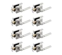 Tinewa 8 Pack Halifax Square Satin Nickel Privacy Door Levers Locksets, Brushed Nickel Finish, Bed/Bath Door Levers Keyless Interior Handles, Reversible for Left Right Handed Doors