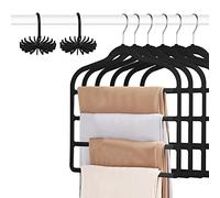 Tinfol 6pc Velvet Pants Hangers Space Saving, Black Non Silp Pant Hanger with Hook, Jeans Slack Trousers Hangers, Multiple Clothes Hanger Closet Organizer Perfect for Pants,Trouser,Jeans
