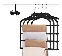 Tinfol Velvet Pants Hanger Space Saving, 4pc Black Non-Silp Velvet Hangers with Hook, Multi Tier Ultra Thin Trousers Hangers, Closet Clothes Hangers Organizer Storage for Trousers, Scarves, Jeans